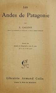 Cover of: Les Andes de Patagonie by Gallois, Lucien Louis Joseph