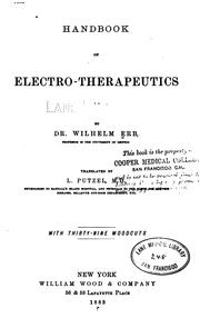 Cover of: Handbook of electro-therapeutics | Wilhelm Heinrich Erb