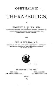 Cover of: Ophthalmic therapeutics
