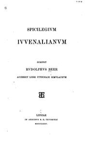 Cover of: Spicilegium Juvenalianum by Rudolf Beer