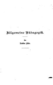 Cover of: Allgemeine Pädagogik