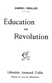 Cover of: Éducation ou révolution