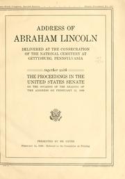 Cover of: Address of Abraham Lincoln by Abraham Lincoln