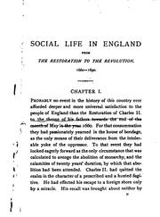 Cover of: Social life in England from the restoration to the revolution, 1660-1690