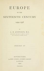 Cover of: Europe in the sixteenth century, 1494-1598 by Johnson, A. H.