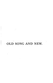 Cover of: Old song and new.