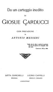 Cover of: Da un carteggio inedito by Giosuè Carducci