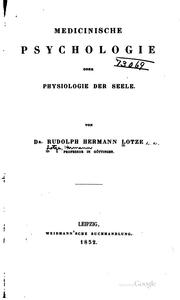 Cover of: Medicinische psychologie: order, Physiologie der seele