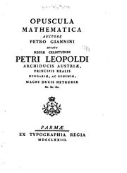 Cover of: Opuscula mathematica by Pietro Giannini