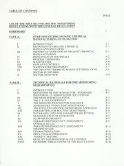 Cover of: The Development document for the effluent monitoring regulation for the organic chemical manufacturing sector.