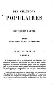 Cover of: chansons populaires chez les anciens et chez les Français: essai historique suivi d'une étude sur la chanson des rues contemporaine