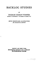 Cover of: Backlog studies by Charles Dudley Warner