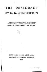 Cover of: The defendant by Gilbert Keith Chesterton