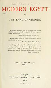 Modern Egypt by Evelyn Baring Earl of Cromer