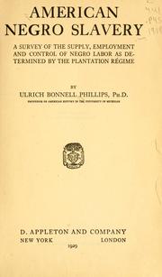 Cover of American Negro slavery