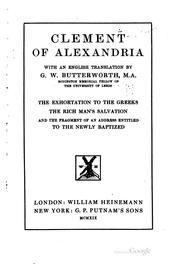 Cover of: Clement of Alexandria by Saint Clement of Alexandria