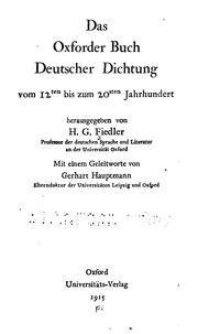 Das Oxforder buch deutscher dichtung, vom 12ten bis zum 20sten jahrhundert by Hermann Georg Fiedler