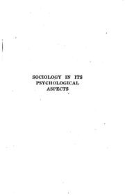 Cover of: Sociology and its psychological aspects