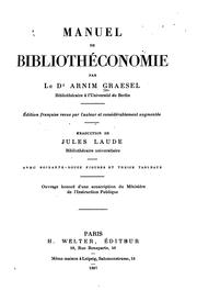 Manuel de bibliothéconomie by Arnim Graesel