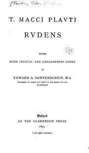 Cover of: Rudens: edited with critical and explanatory notes by Edward A. Sonnenschein.