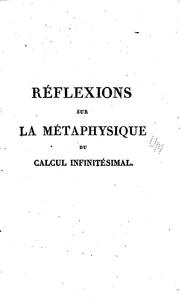 Cover of: Réflexions sur la métaphysique du calcul infinitésimal by Lazare Carnot