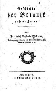 Cover of: Geschichte der Botanik unserer Zeiten