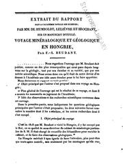 Cover of: Voyage minéralogique et géologique, en Hongrie, pendant l'année 1818