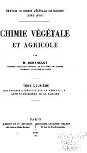 Cover of: Chimie végétale et agricole by M. Berthelot