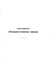 Cover of: Physikalisch-chemische Tabellen