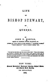 Life of Bishop Stewart of Quebec by John N. Norton