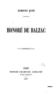 Cover of: Honoré de Balzac