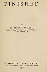 Cover of: Finished by H. Rider Haggard