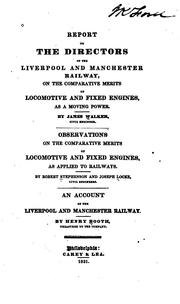 Cover of: Report to the directors of the Liverpool and Manchester railway