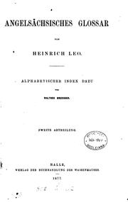Cover of: Angelsächsisches Glossar by Heinrich Leo
