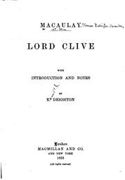 Cover of: Lord Clive by Thomas Babington Macaulay