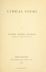 Cover of: Lyrical poems by Francis Turner Palgrave