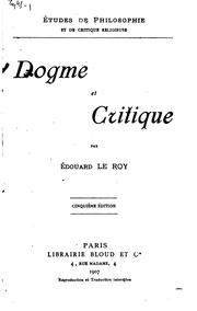 Cover of: Dogme et critique