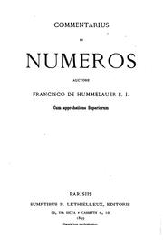 Cover of: Commentarius in Numeros