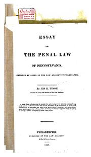 Cover of: Essay on the penal law of Pennsylvania