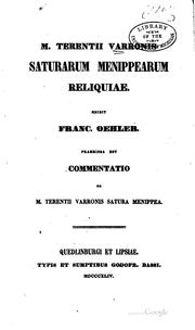Cover of: M. Terentii Varronis Saturarum Menippearum reliquiae