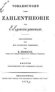Cover of: Vorlesungen über Zahlentheorie by Peter Gustav Lejeune-Dirichlet