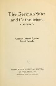 Cover of: The German war and Catholicism by 