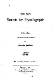 Cover of: Gustav Rose's Elemente der Krystallographie