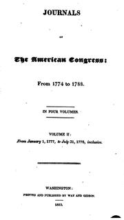 Cover of: Journals of the American Congress: from 1774-1788.: in four volumes ...