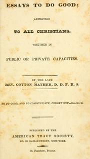 Cover of: Essays to do good by Cotton Mather