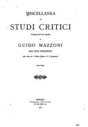 Cover of: Miscellanea di studi critici