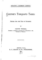 Cover of: Goethe's Torquato Tasso by Johann Wolfgang von Goethe, Johann Wolfgang von Goethe