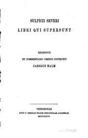 Cover of: Sulpicii Severi libri qui supersunt