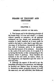 Cover of: Phases of thought and criticism