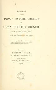 Cover of: Letters from Percy Bysshe Shelley to Elizabeth Hitchener. by Percy Bysshe Shelley